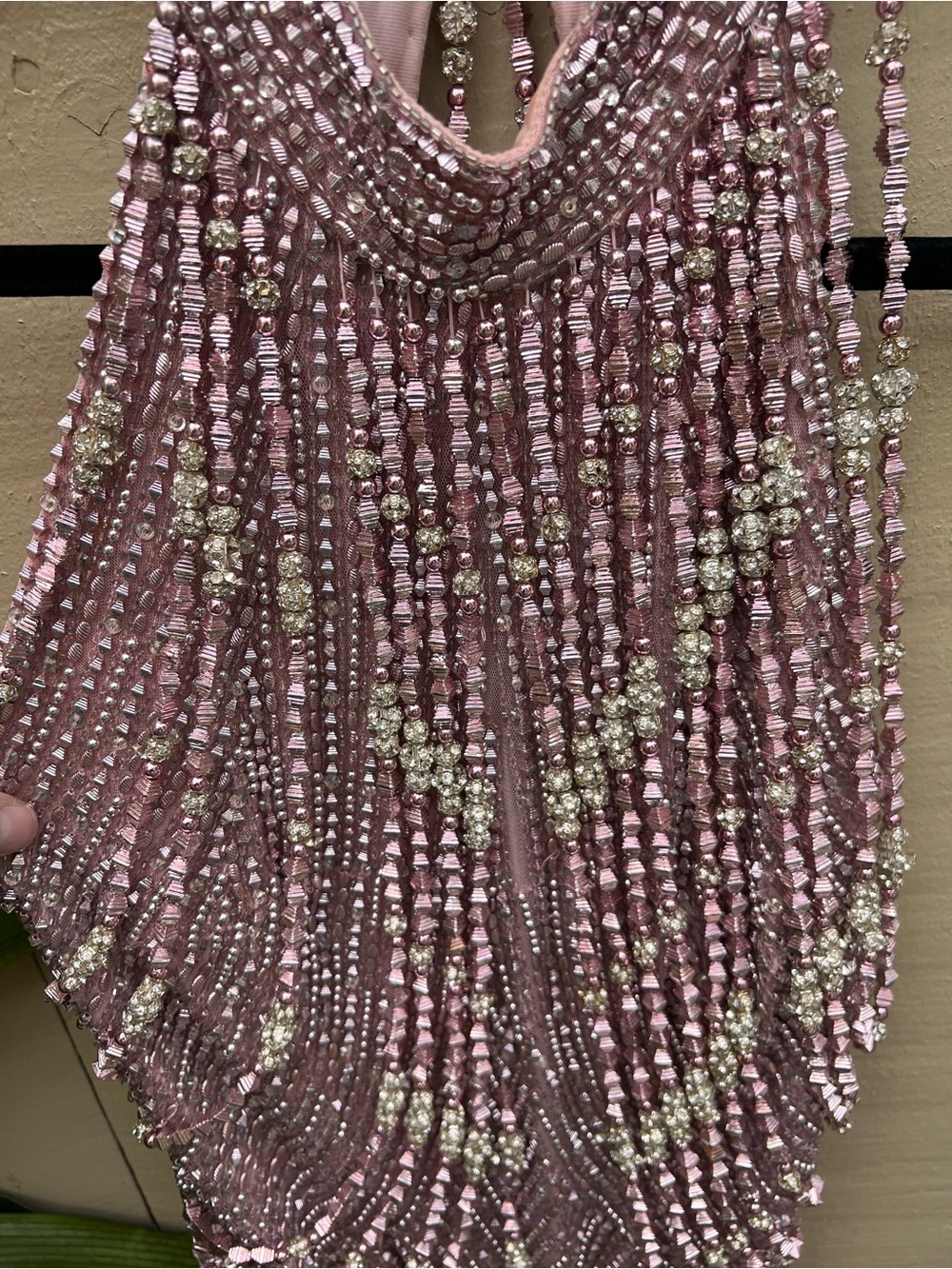 Sherri Hill Rose Gold Beaded Mini Dress prom 
Halter Cocktail Size 4 - Picture 8 of 17